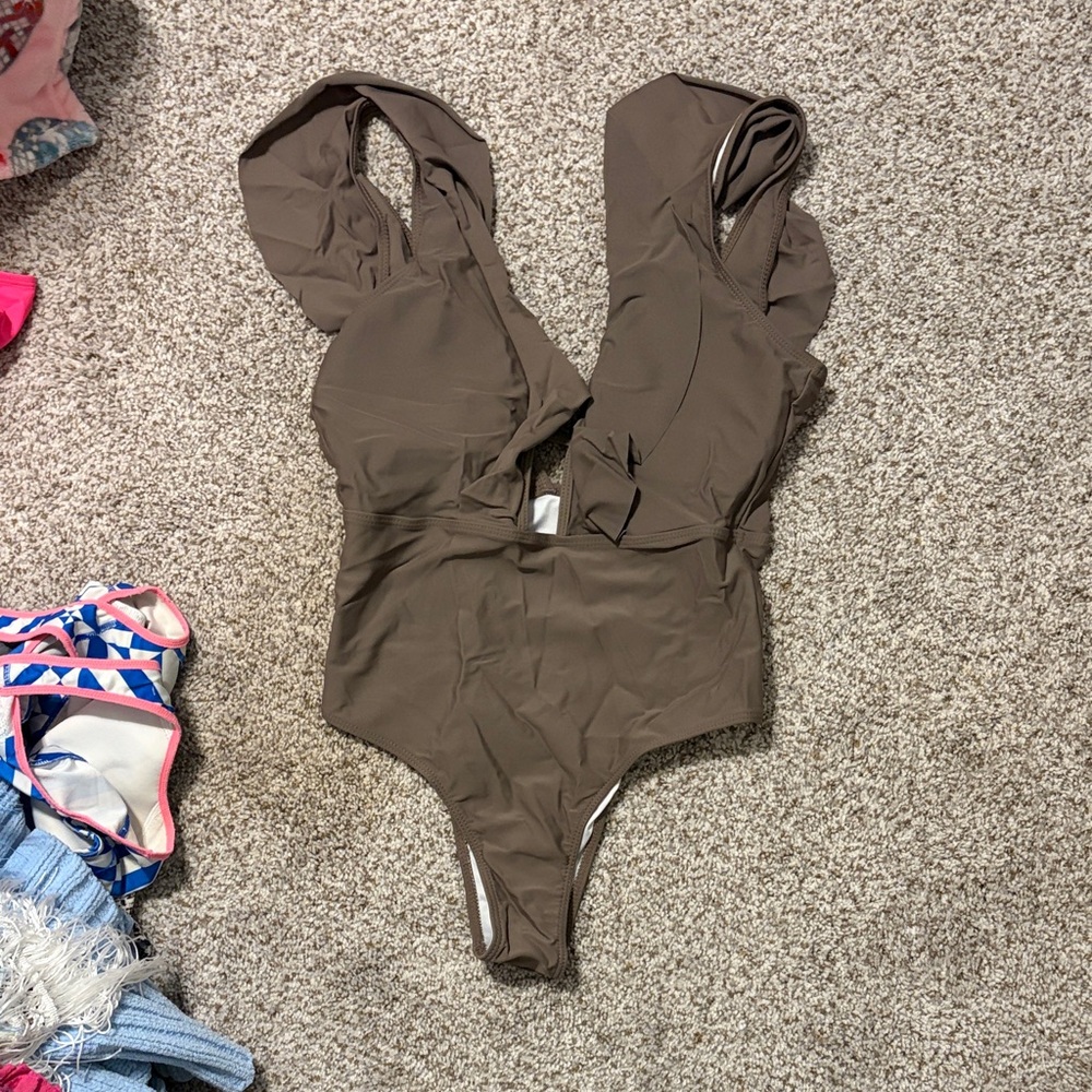 SHEIN Brown One Piece Swimsuit